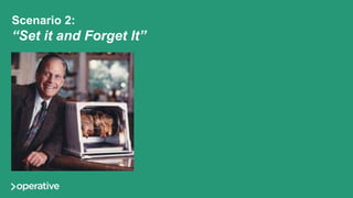© 2015 Operative Media, Inc.
“Headed for a Heartbreak”
Implemented
header bidders
UX suffers
Inventory taken by
headers has high ROI
Remaining inventory…?
(which can be 80-90%)
Open exchange waterfall
for incremental revenue
Dedicated yield manager to
avoid pitfalls of previous scenarios
CURRENT STATE OPTIMAL STATE
 
