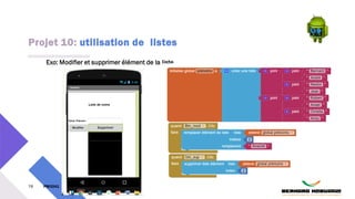 Projet 10: utilisation de listes
76 PM3241 6 février 2024
Exo: Modifier et supprimer élément de la liste
 
