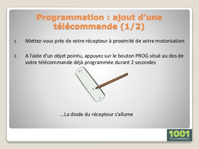 Programmation télécommande somfy