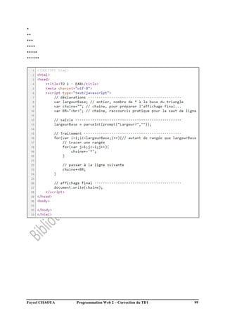 Faycel CHAOUA Programmation Web 2 – Correction du TD1 99
*
**
***
****
*****
******
 