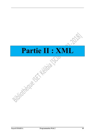 Faycel CHAOUA Programmation Web 2 49
Partie II : XML
 