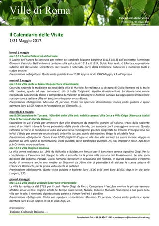 Ville di Roma
a Porte Aperte Calendario delle Visite
VI Edizione 1 / 31 Maggio 2017
Aggiornato al 26/04/2017
Organizzazion...