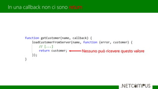 In una callback non ci sono return
Nessuno può ricevere questo valore
 