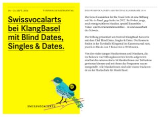 Swissvocalarts bei KlangBasel mit Blind Dates, Singles & Dates.