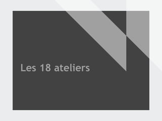 Les 18 ateliers
 