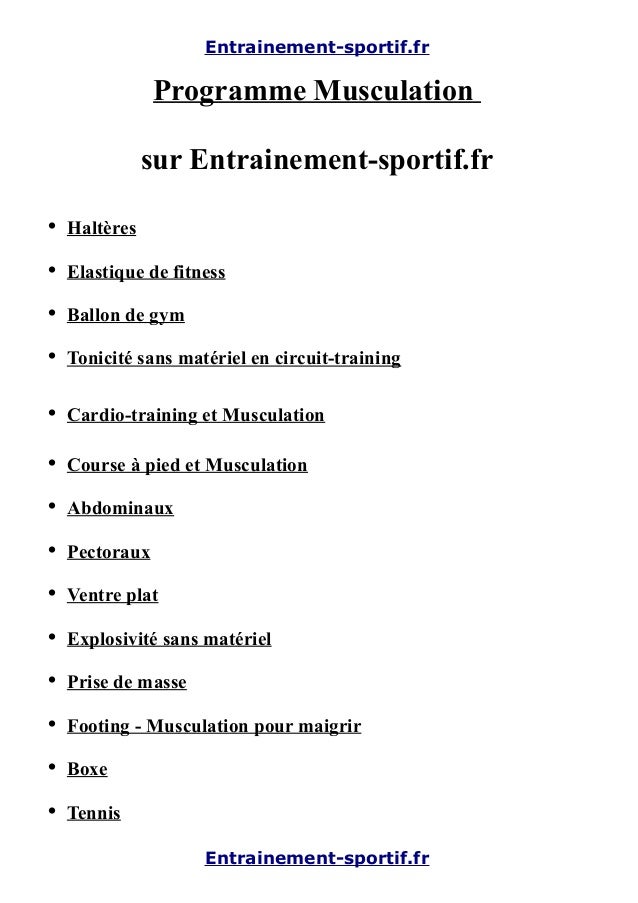 Programme de musculation complet sans materiel Programme de musculation complet sans materiel