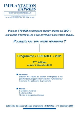Programme 2001 Creadel