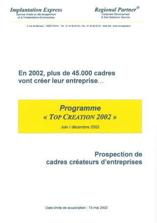 Programme 2002 Top Création