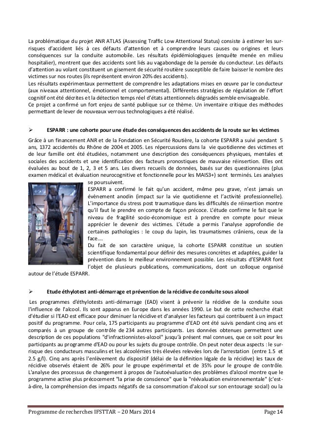 Programme de recherches 2014