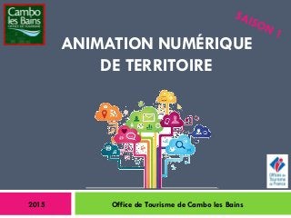 ANIMATION NUMÉRIQUE
DE TERRITOIRE
2015 Office de Tourisme de Cambo les Bains
 