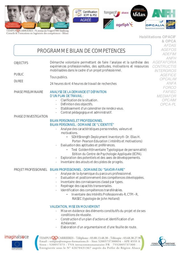 Programme Bilan De Competences
