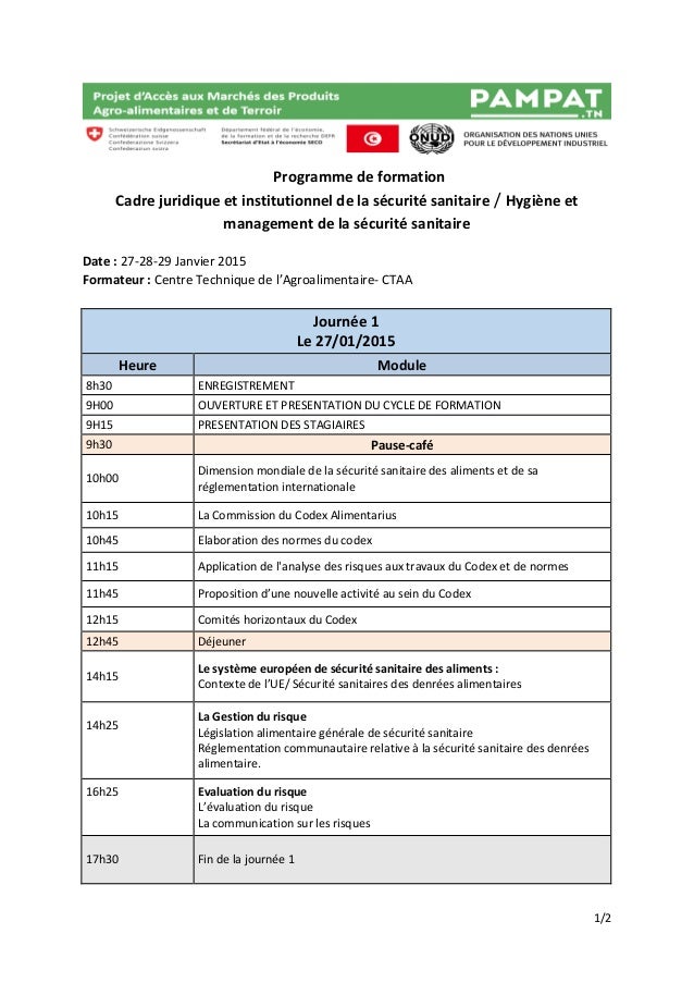Programme de formation 27 29 janvier 2015