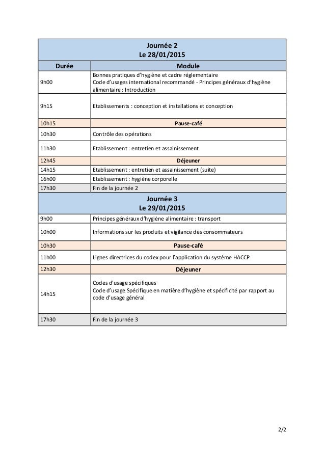 Programme de formation 27 29 janvier 2015