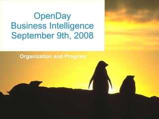 OpenDay Business Intelligence September 9th, 2008 Organization and Program 