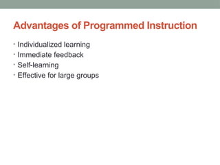 Comprehensive Overview of Programmed Instruction Methods and ...