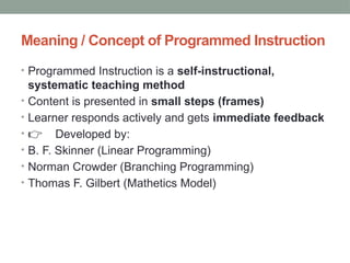 Comprehensive Overview of Programmed Instruction Methods and ...