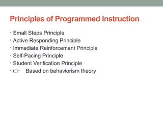 Comprehensive Overview of Programmed Instruction Methods and ...