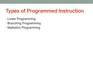 Comprehensive Overview of Programmed Instruction Methods and ...