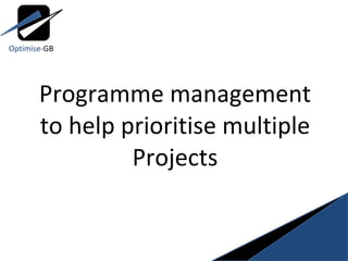 Programme management to help prioritise multiple Projects Optimise- GB 