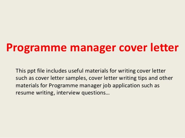 programme manager cover letter