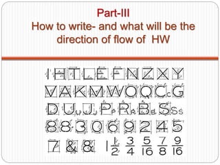 Part-III
How to write- and what will be the
direction of flow of HW
 