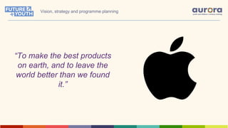 “To make the best products
on earth, and to leave the
world better than we found
it.”
Vision, strategy and programme planning
 