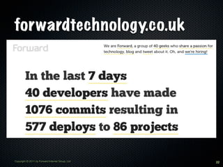 forwardtechnology.co.uk




Copyright © 2011 by Forward Internet Group, Ltd   22
 