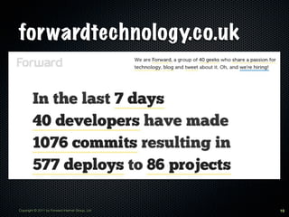 forwardtechnology.co.uk




Copyright © 2011 by Forward Internet Group, Ltd   19
 