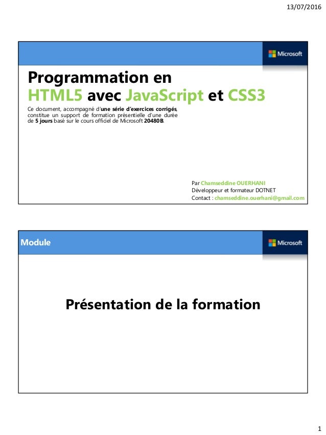 Programmer en html5, css 3 et java script (70 480)