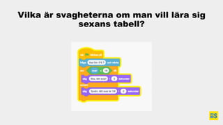 Vilka är svagheterna om man vill lära sig
sexans tabell?
 