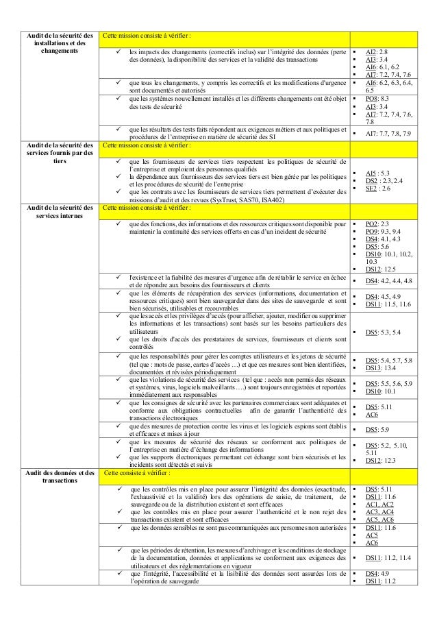 Programme de travail audit