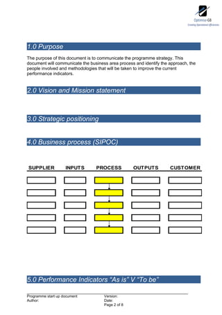 Programme start up document - Optimised Programme Methodology | DOC