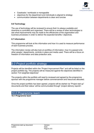Programme start up document - Optimised Programme Methodology | DOC