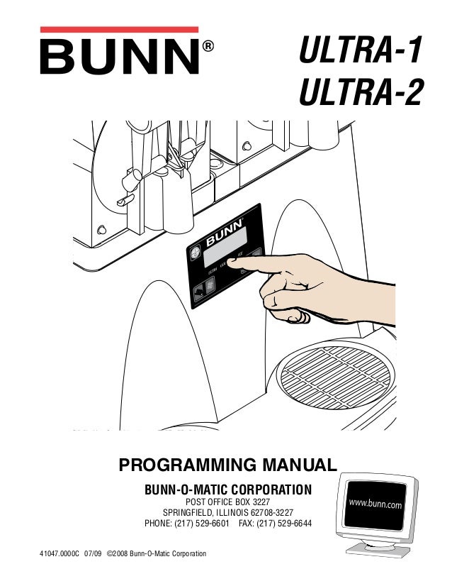 BUNN Ultra 2 Slush Machine - Programming
