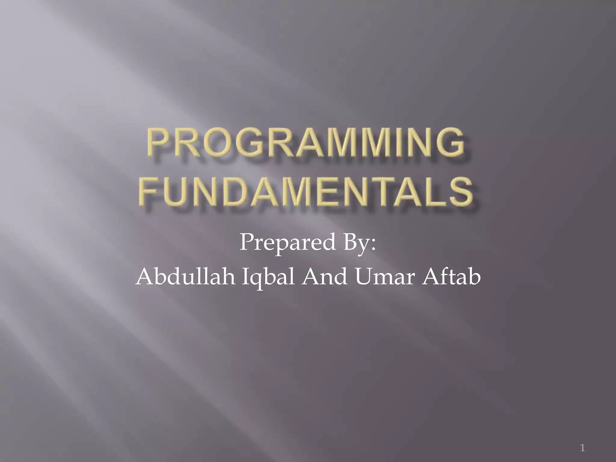 Programming Fundamentals | PPT