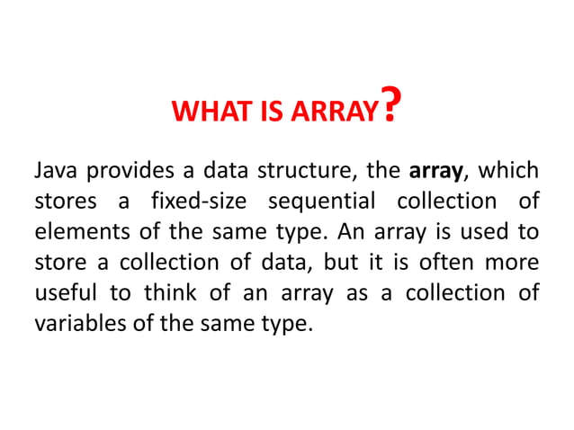 Arrays in java | PPT | Free Download