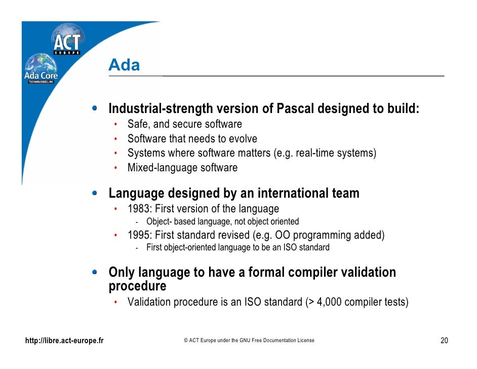 programming languages and software construction ada programming language