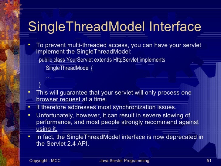 Singlethreadmodel interface