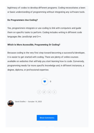 Programming vs Coding: Unveiling The Key Differences | PDF | Operating ...
