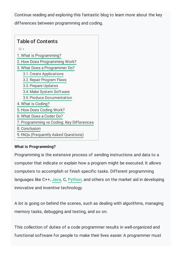 Programming vs Coding: Unveiling The Key Differences | PDF | Operating ...
