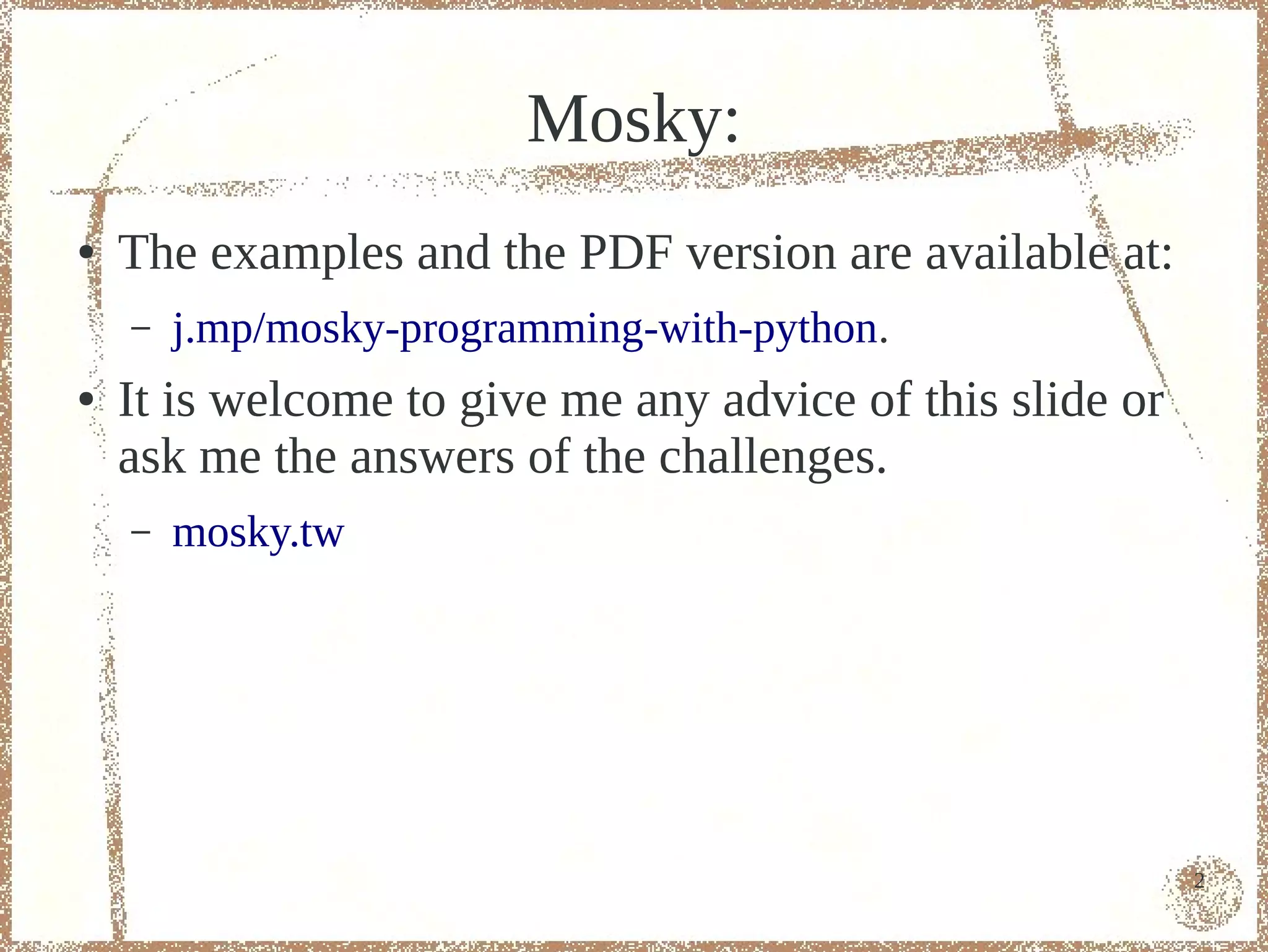 Programming with Python - Adv. | PPT
