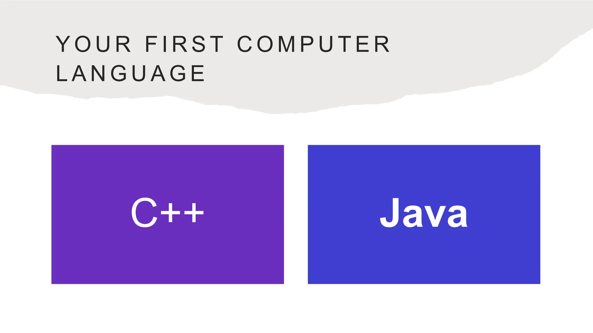 Y O U R F I R S T C O M P U T E R
L A N G U A G E
C++ Java
 