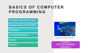 PowerPoint Presentation about Programming 101 for Girls | PPTX