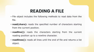 READING A FILE
 