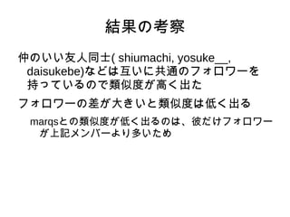 アイテムのスコア 前述のスコア 類似性スコア ユーザ間、アイテム間の類似性を表す指標 推薦スコア(shiumachiの造語) 推薦対象のユーザに対してどれだけ強く推薦するかを表す指標 