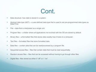 Programming concepts and data management | PPTX