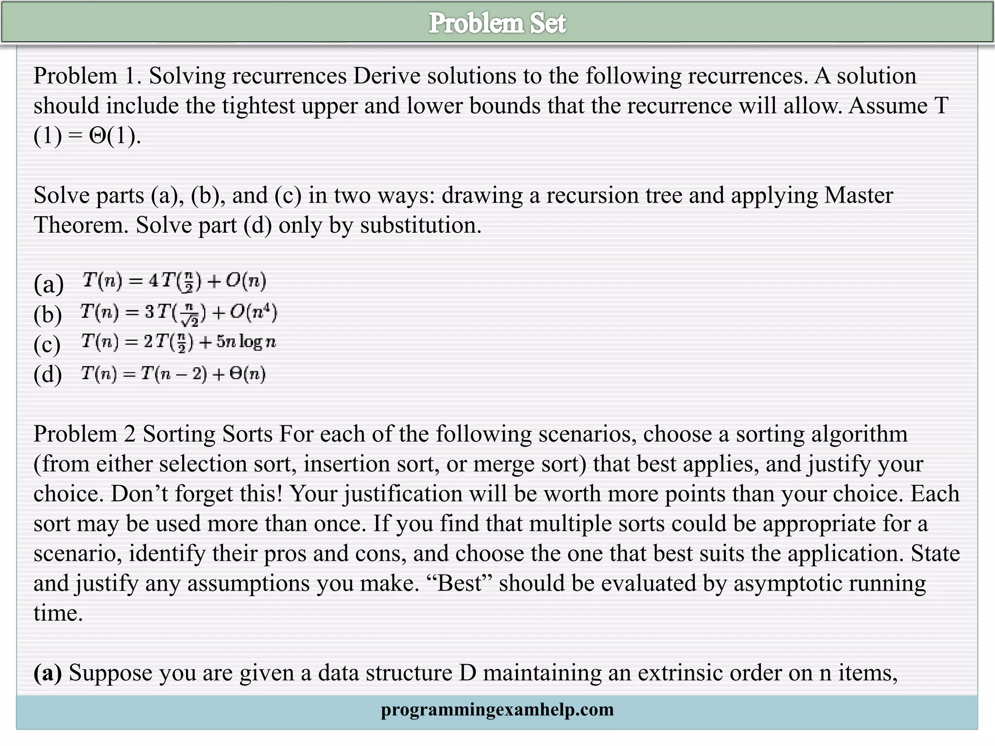 Algorithms Exam Help | PPTX