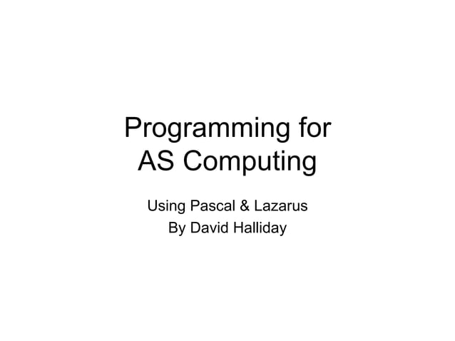 Programming For As Comp | PPT