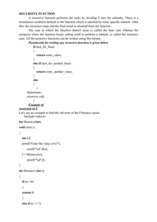 c programming tutorial: recursive function example |... programming for problem solving in C and C++.pptx