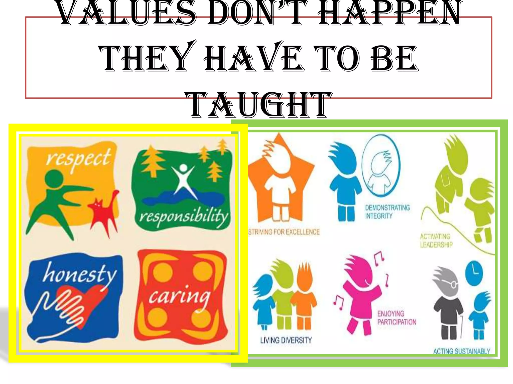 values don’t happen
  they have to be
      taught
 